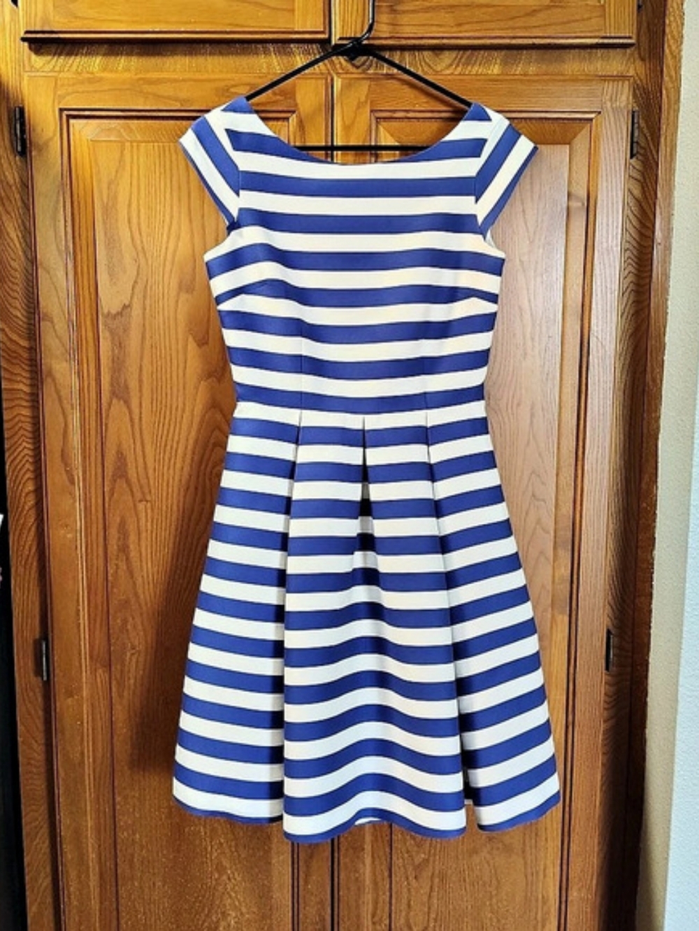 Kate Spade Mariella Striped Fit & Flare Mini Dress Blue White Size 4 Cotton Silk